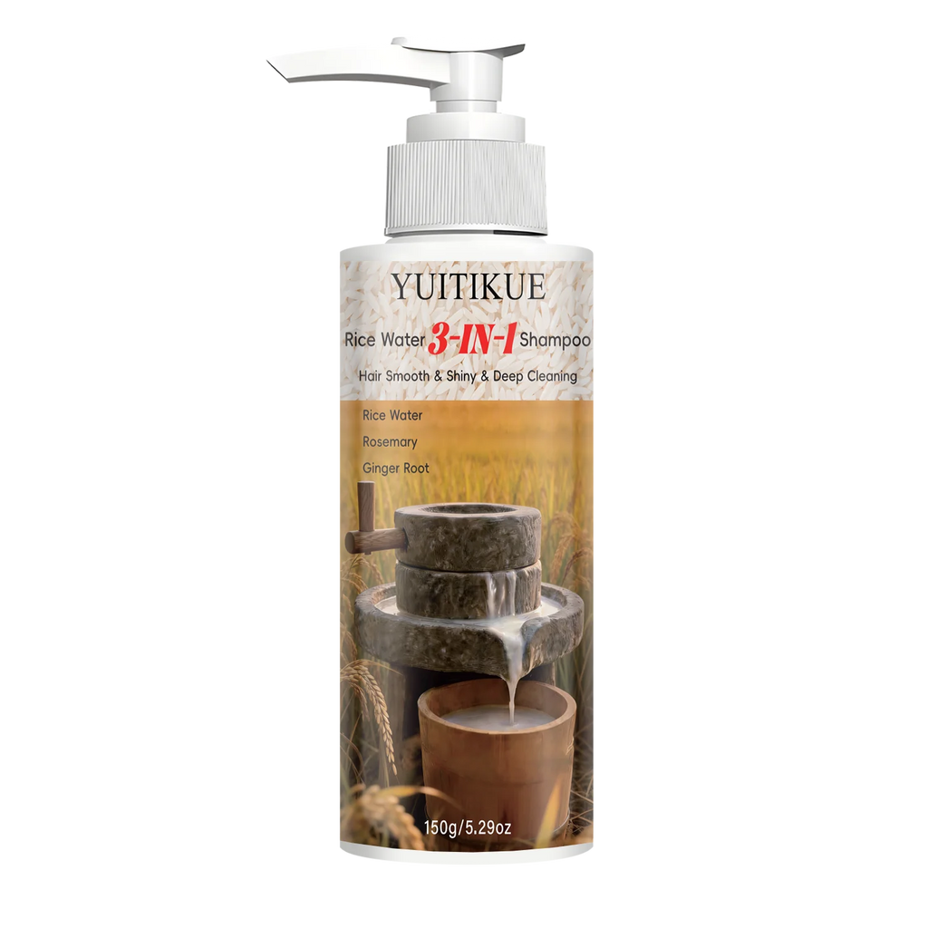 YUITIKUE Rice Water 3-in-1 Shampoo - Rosemary Ginger Root Deep Cleansing Shampoo for Smooth Shiny Hair