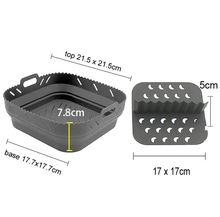 Dishwasher safe Square Silicone Air Fryer Liner Reusable Heat Resistant eazy clean air fryer silicone liners with divider