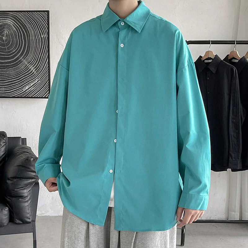 2025 Men Oversize Shirts Spring Long Sleeve Preppy Shirt Unisex Woman Casual Street Fashion Blouses Streetwear Men Clothing