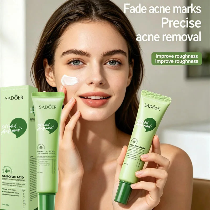 Salicylic Acid Acne Treatment Face Cream Repair Pimple Spots Deep Cleaning Pore Anti-acne Scar Oil Control Moisturizer Skin Care