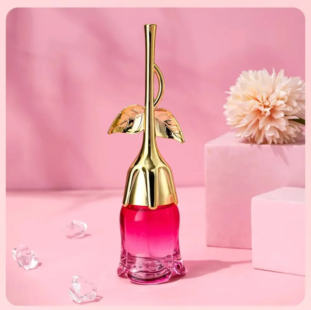50ml WARMKISS Rose Shape Ladies Perfume Golden Stem Design Long Lasting Floral Eau De Toilette Valentine Birthday Gift