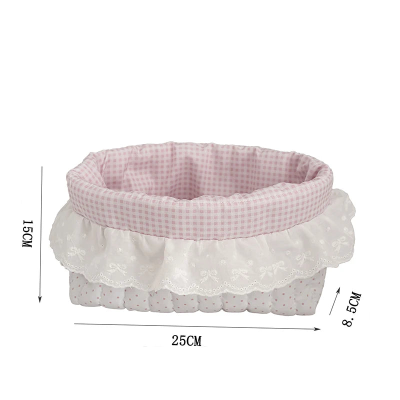 Korean Dot Lace Makeup Bag Case Fashion Travel Cosmetic Case for Girls Large Capacity Cosmetics Storage Brush Organizer Case