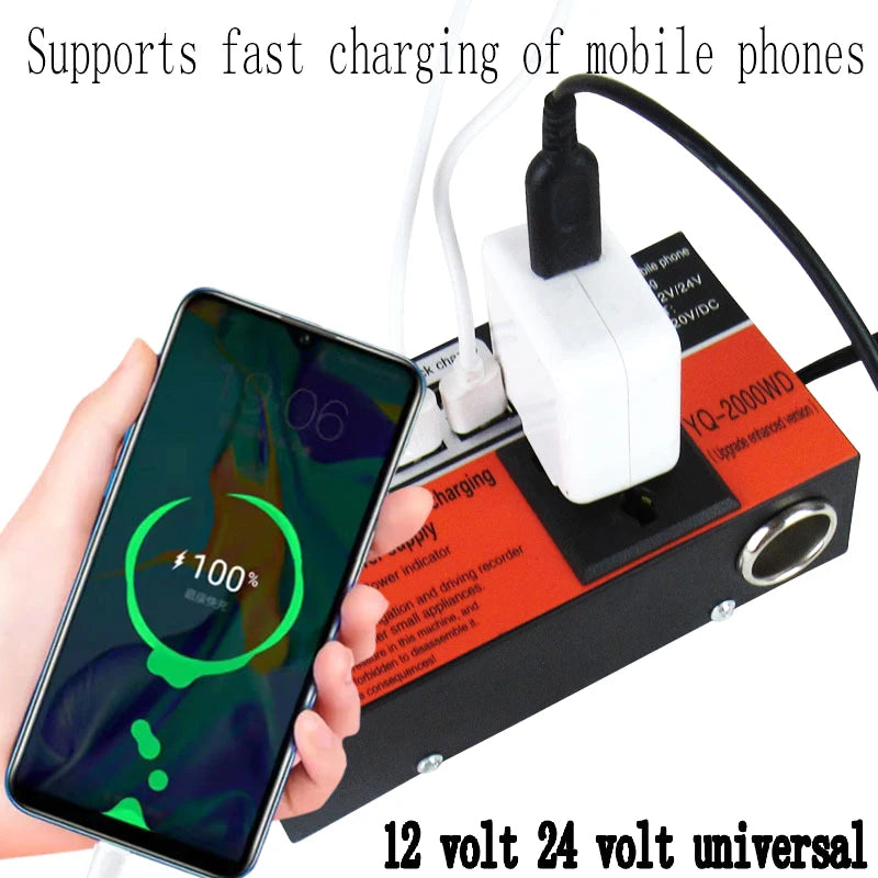 New Car Inverter Car Power Inverter 2000W  DC 12V/24V To DC 110V/220V Converter Trip 4 USB Overload Protection
