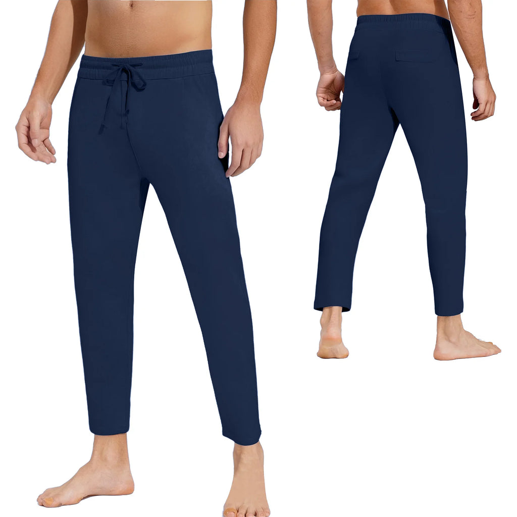 Mens Casual Loose Gym Jogging Fitness Sports Pants Drawstring Elastic Waistband Straight-Leg Trousers Yoga Training Sweatpants