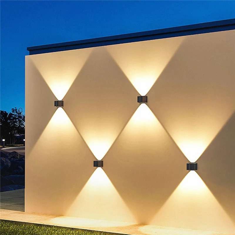 Outdoor Lights Solar Wall Light Outdoor Up-Down Lighting LED Lamp Solar Wall Washing Lights for Courtyard Garden Dimmable