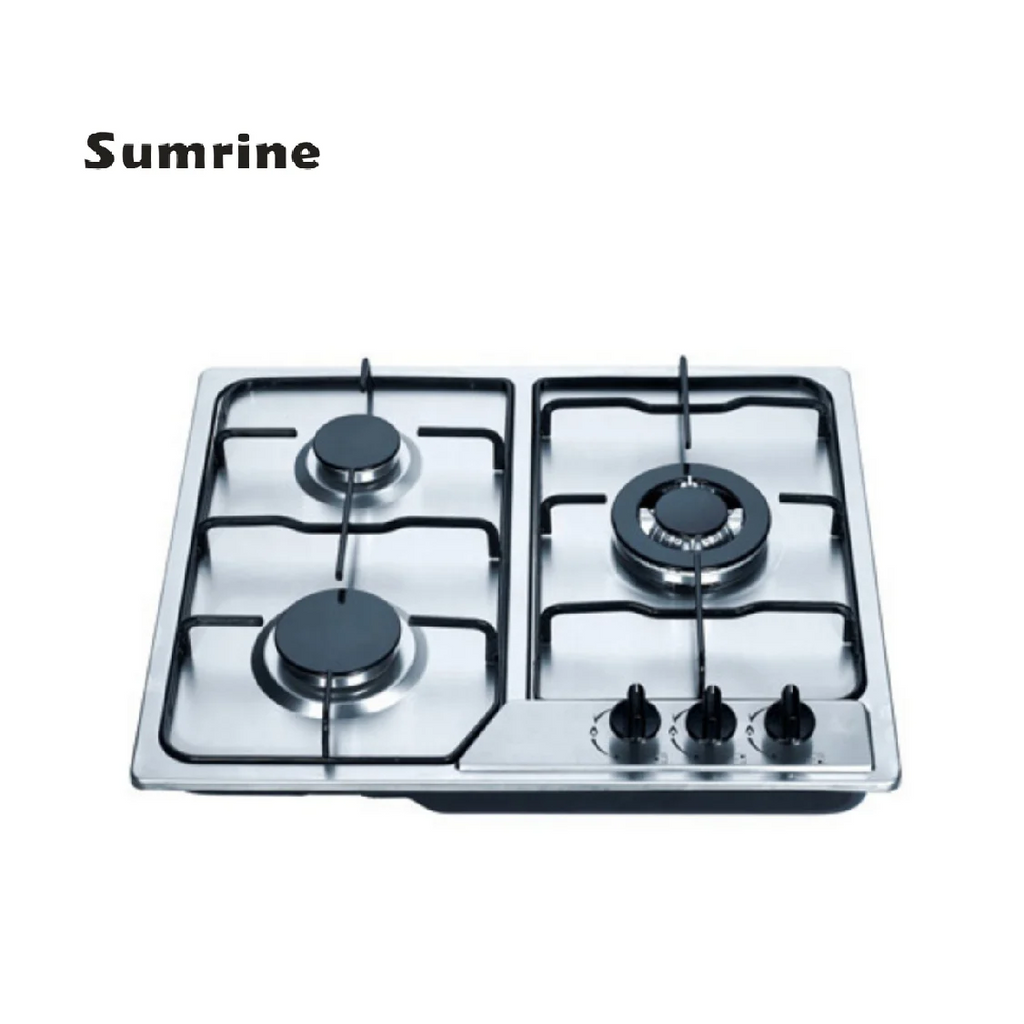 3 Burner Kitchen Gas Stove Electronic Ignition Built-In Tempered Glass Cast Iron Ceramic Aluminum for LPG for Kitchen Use