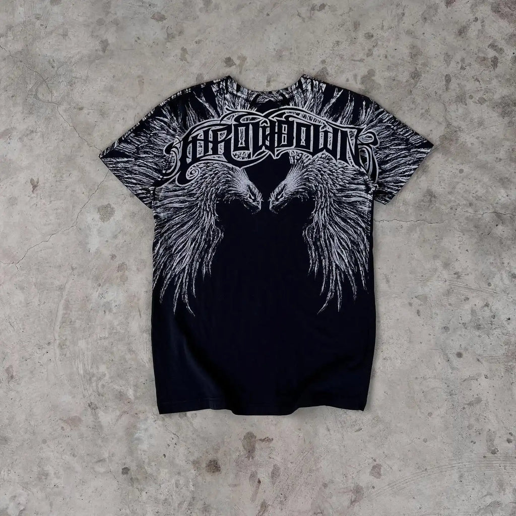 Affliction New Men Polo shirt Skull Graphic Harajuku Round Neck Oversized T Shirt Short Sleeve Tops Gothic Clothing Street Wear