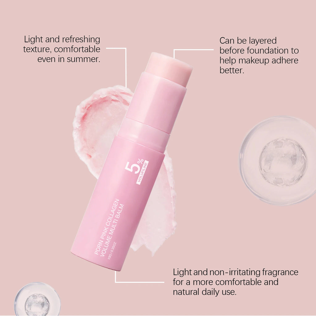 PDRN Pink Collagen Volume Multi Balm 5% Volufiline Moisturizing Stick Firming Face & Body Balm For Under Eyes, Lips, Neck