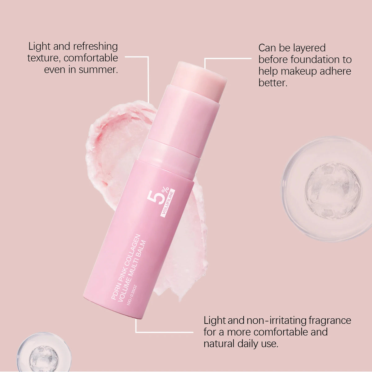 PDRN Pink Collagen Volume Multi Balm 5% Volufiline Moisturizing Stick Firming Face & Body Balm For Under Eyes, Lips, Neck