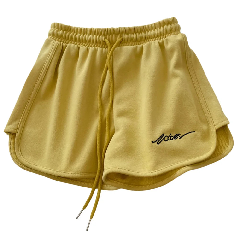 High-Waisted Elastic Women Sports Shorts for Running Fitness Casual Home Use Loose Fit Polyester Spandex Shorts