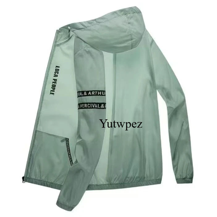 UPF50+ Summer Sun Protection Clothing Men's Casual Waterproof Quick-drying Bicycle Hooded Jacket Hiking Thin Skin Windbreaker