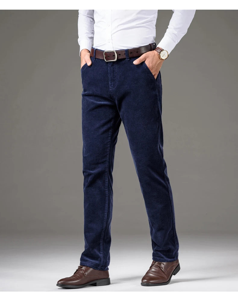 Corduroy Men's Business Casual Pants Fashion Comfortable Khaki Slim Straight Trousers Classic Male Brand Clothing Pants