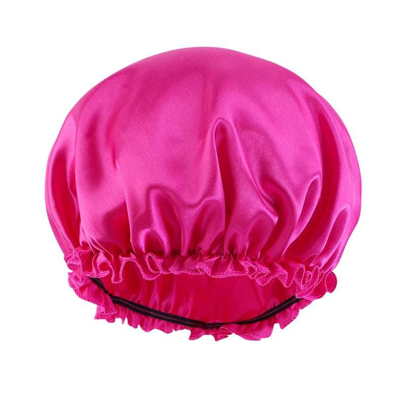 Solid Color Night Sleep Cap Women Elastic Satin Night Sleeping Hat Hair Care Bonnet Nightcap Makeup Head Wrap Cover Shower Cap