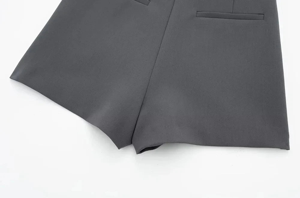 Lazvm-Asymmetric Shorts Skirts with Tab for Women, High Waist, Side Zipper, Female Skort, Fashion