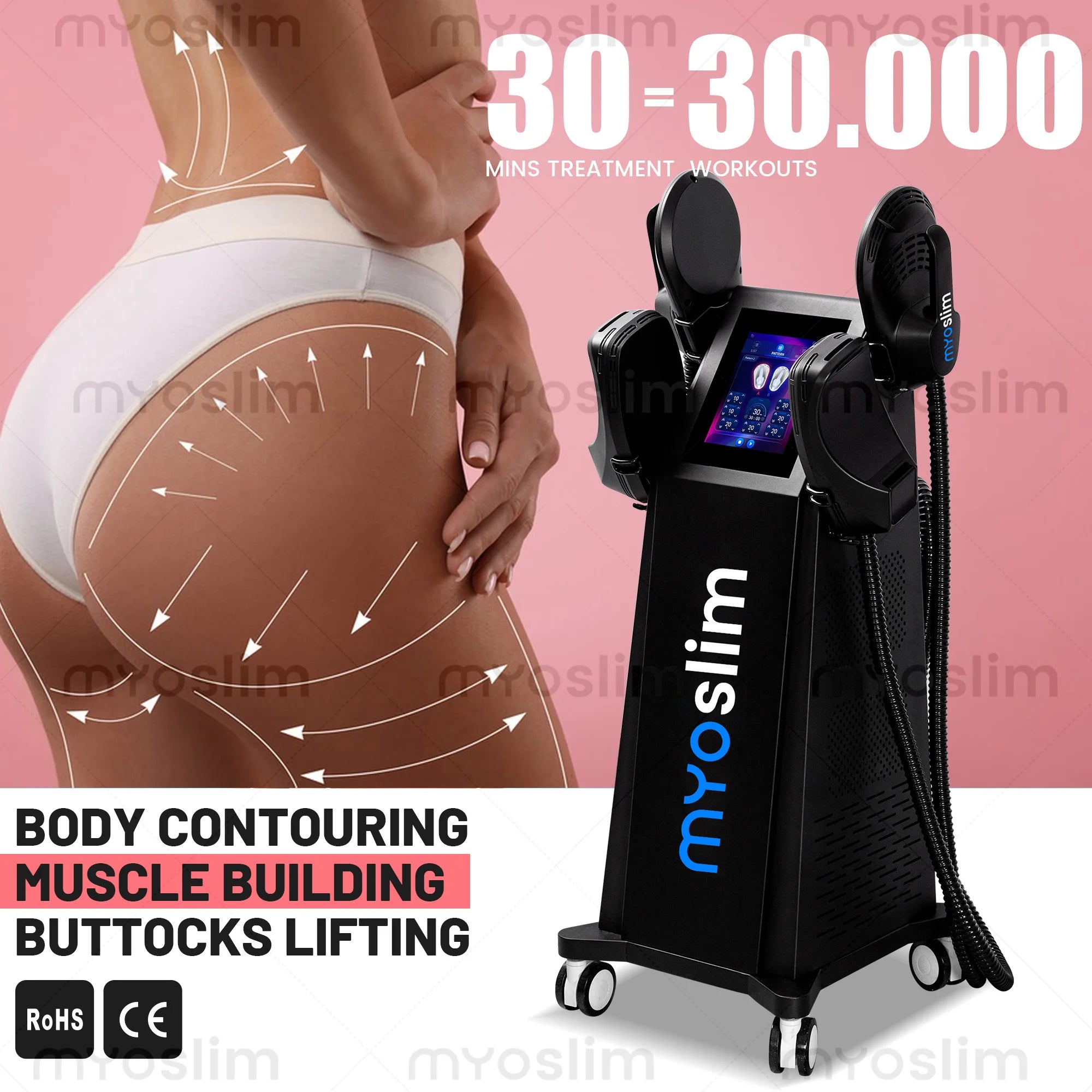 EMS 6500W Body Sculpting Machine RF Muscle Building Fat Reduction Slimming Beauty Salon Equipment 200Hz 15T Abdominal Hips Lift