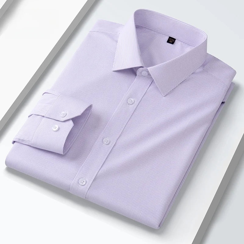 Quality Anti-Wrinkle Men Shirt Long Sleeves Dress Shirts For Men Slim Fit Camisa Social Business Blouse White Office Shirt S-5XL