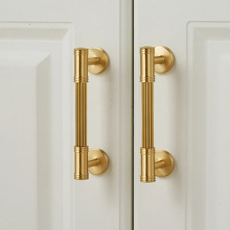 KEDLO French modern light luxury solid brass gold stripe long handle kitchen cabinet Pull handle drawer T handle