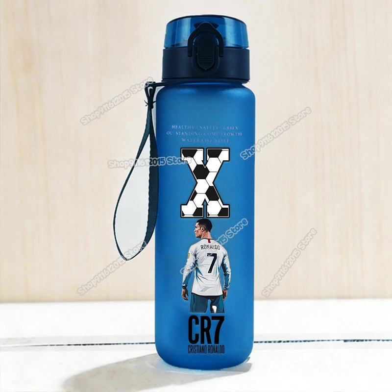650ml CR7 Ronaldo Water Bottle Soccer Star Letter A-Z Children Outdoor Drink Bottle School Kids Straw Cup Boy Girl Sport Jugs