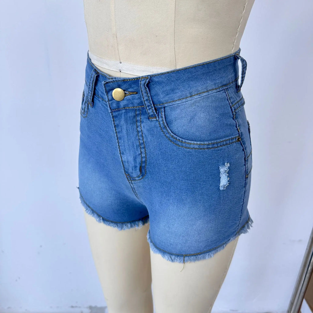 Sexy Hot Slim Denim Shorts Women Fashion Trendy All-match Solid Color Tight High Waist Short Jeans Lady Commuting Cowboy Outfits