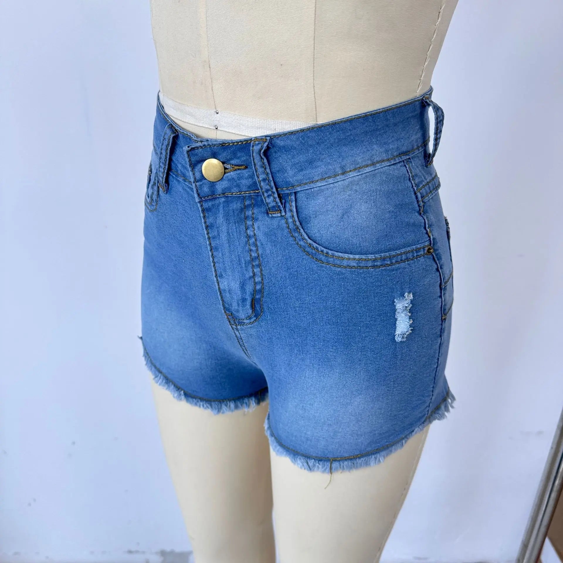 Sexy Hot Slim Denim Shorts Women Fashion Trendy All-match Solid Color Tight High Waist Short Jeans Lady Commuting Cowboy Outfits