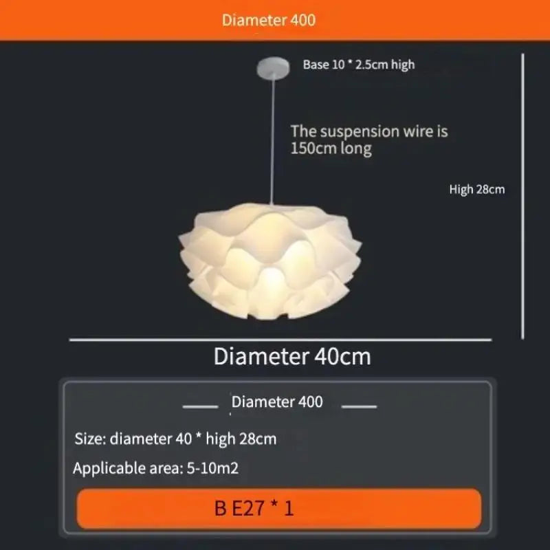 Postmodern Designer Pendant Light White Flower LED Hanging Lamp for Bedroom Restaurant Bar Store Lighting Indoor Petal Decor