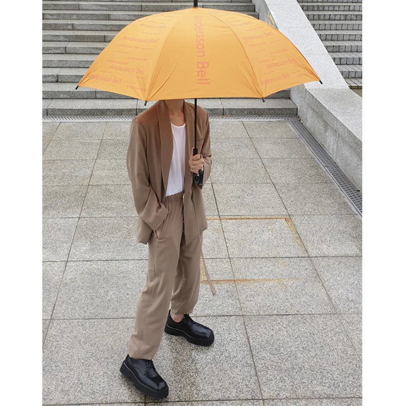 Spring Autumn Men's Loose Half Sleeved Suits Blazer Pants  2 Pieces Solid Clor Fashion Half Waistband Casual Blazer Suit Sets