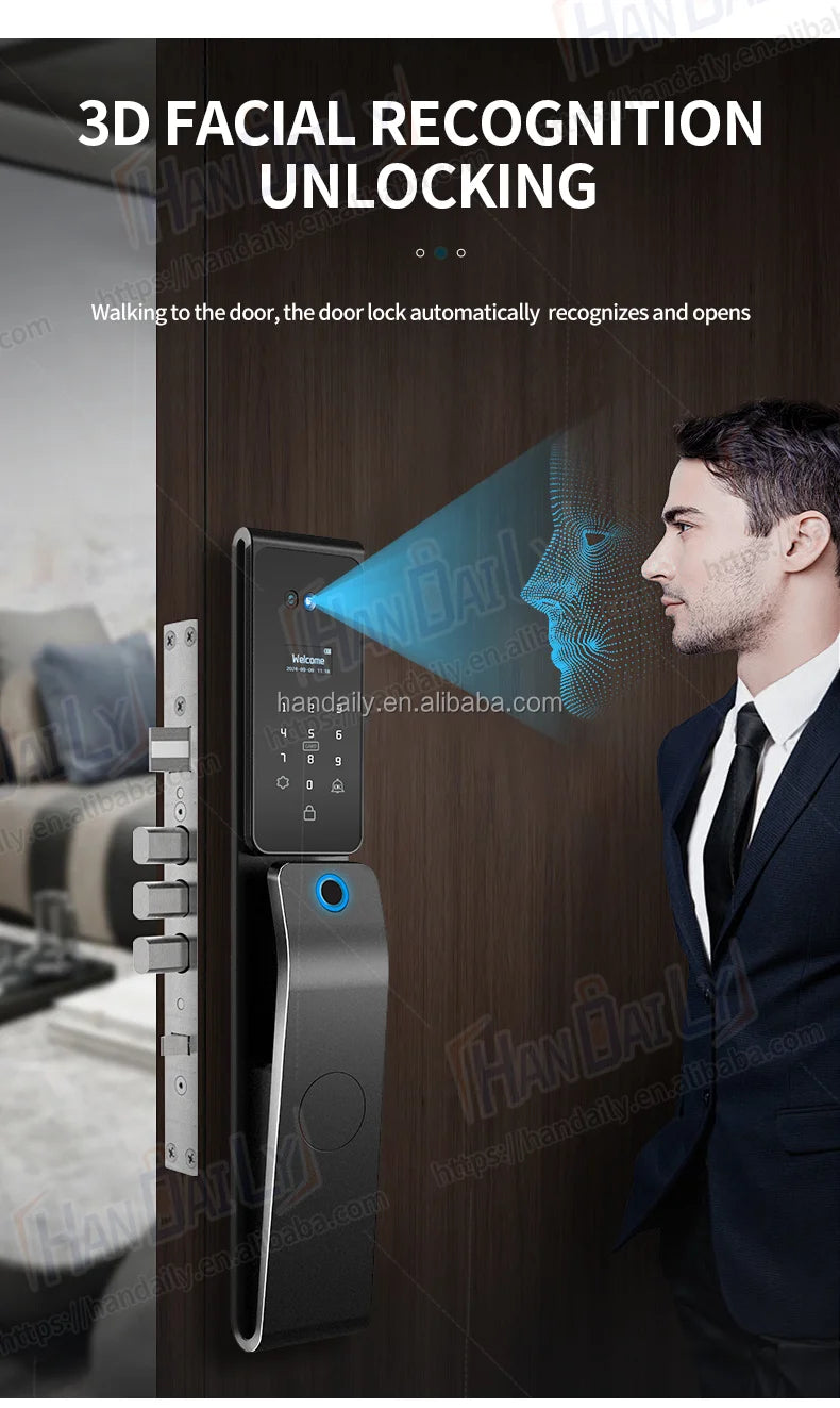 Waterproof App Smart Real Time Video Call Digital  3D Face Recognition Smart Biometric Fingerprint Digital
