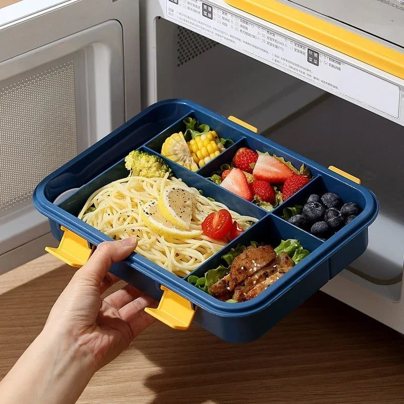 1500ML Bento Box Portable Lunch Box Kids Students Office Lunch Box with Spoon Fork Leakproof Microwavable Food Storage Container