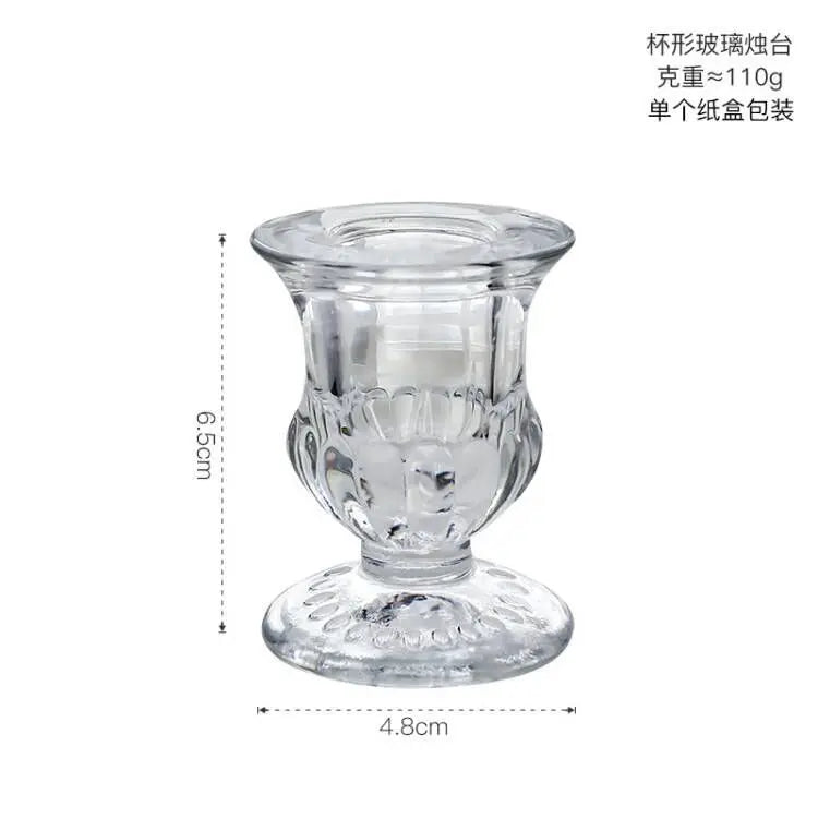 European Style Crystal Glass Candle Holder Romantic Dinner Small Candle Stand Bar Home Hotel Decor