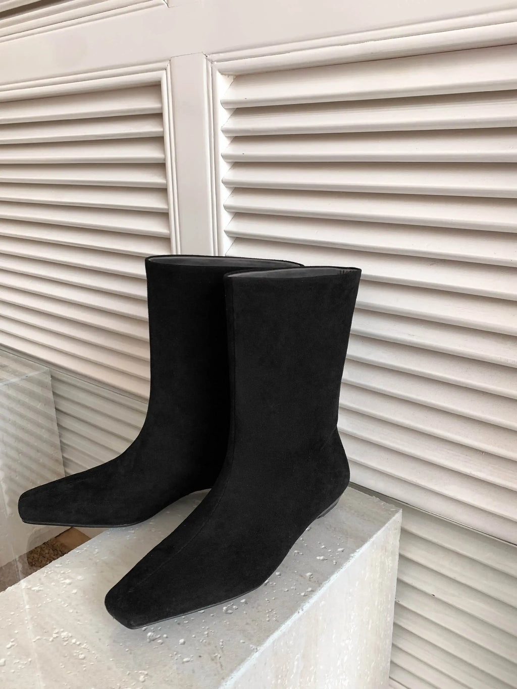 Krazing Pot Kid Suede Leather Square Toe Low Heels Modern Boots Casual Winter Autumn Brand Office Lady Concise Women Ankle Boots