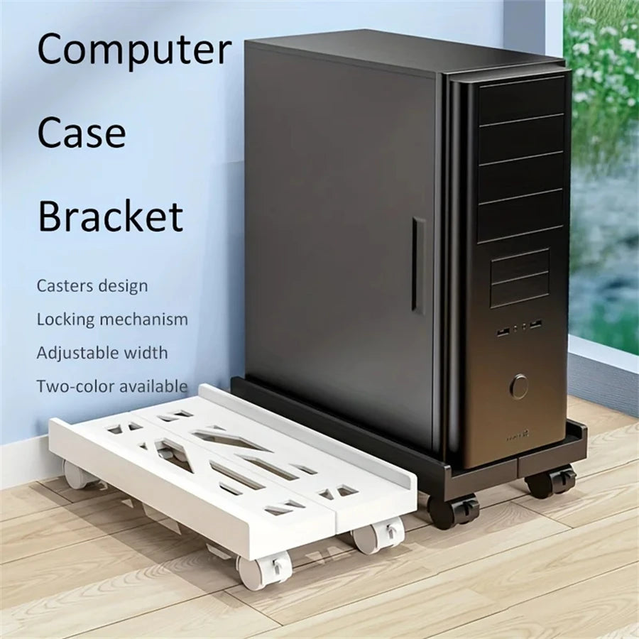 Adjustable Mobile CPU Stand Heavy-Duty PC Tower Stand With 4 Caster Wheels Ventilated Under Desk CPU Holder PC Floor Cart