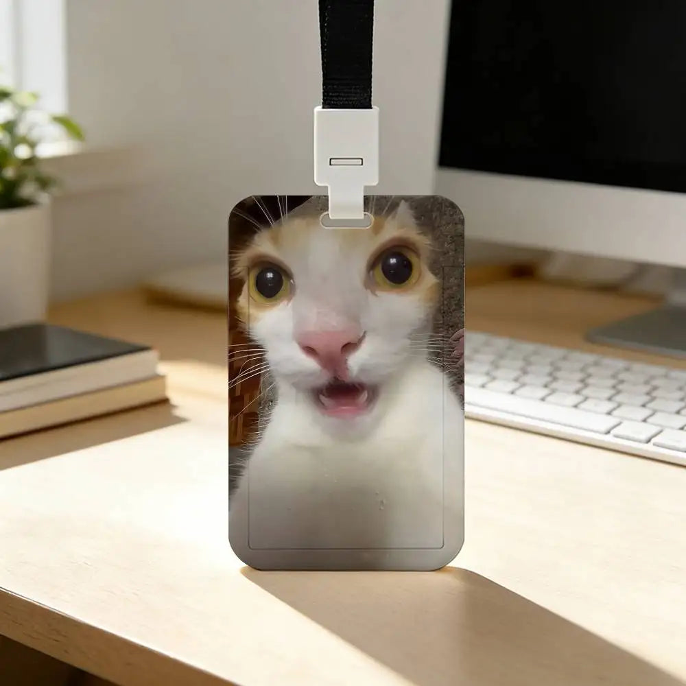 Kitty Cute Cat Meme Funny Card Holder Cardcase Bank Credit Student ID Subway Work Permit Badge Holder Door Card