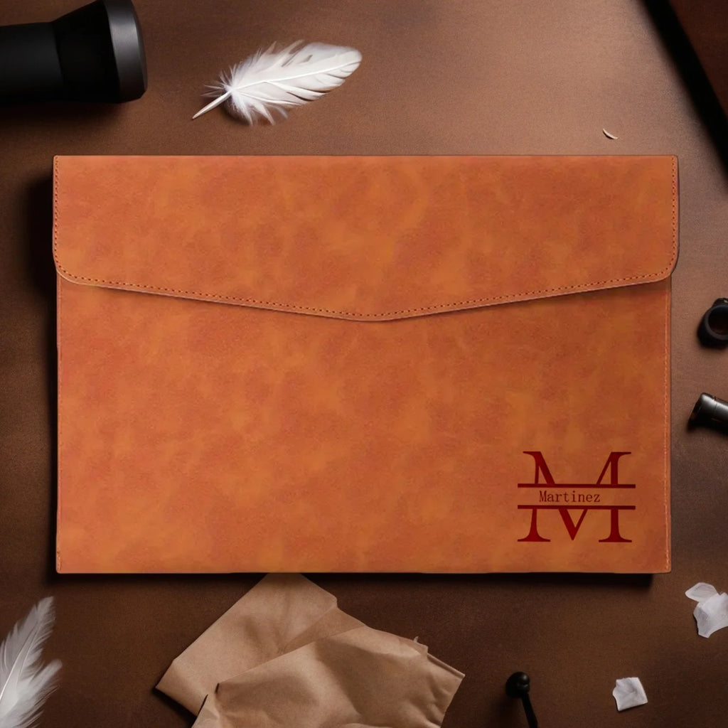 Customized Name PU Leather A4 Document Bag, 5 Colors, File Folder for Office & Travel, Stylish Organizer