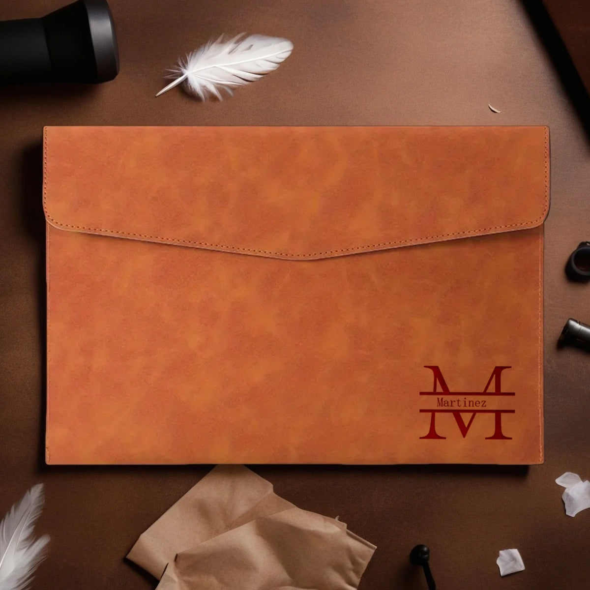 Customized Name PU Leather A4 Document Bag, 5 Colors, File Folder for Office & Travel, Stylish Organizer