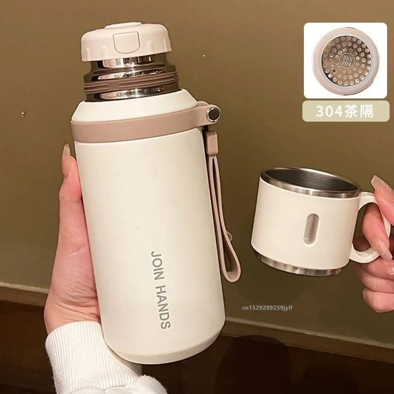 600ml/800ml Stainless Steel Coffee Cup Travel Thermal Mug Leak-Proof Thermos Bottle Tea Coffee Mug Office Business Style Thermos
