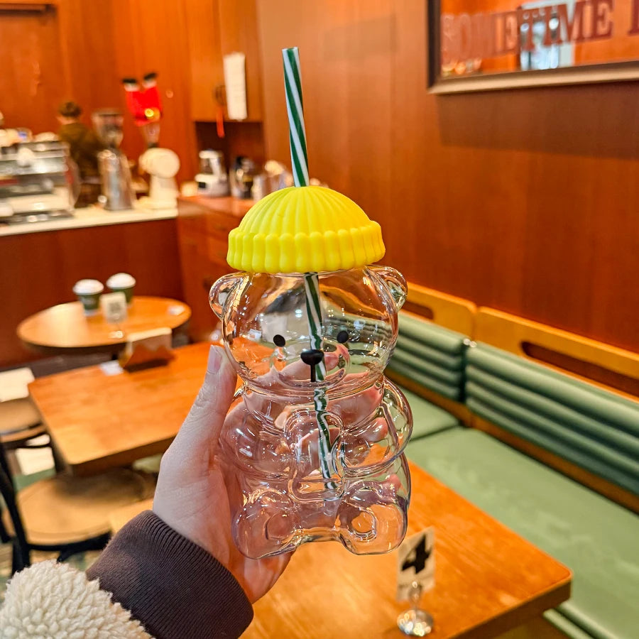 20oz New Bear Straw Tumbler, Plastic Cup for Coffee Beer Wine Cocktails, Office Party Drinkware, Christmas Birthday Gift