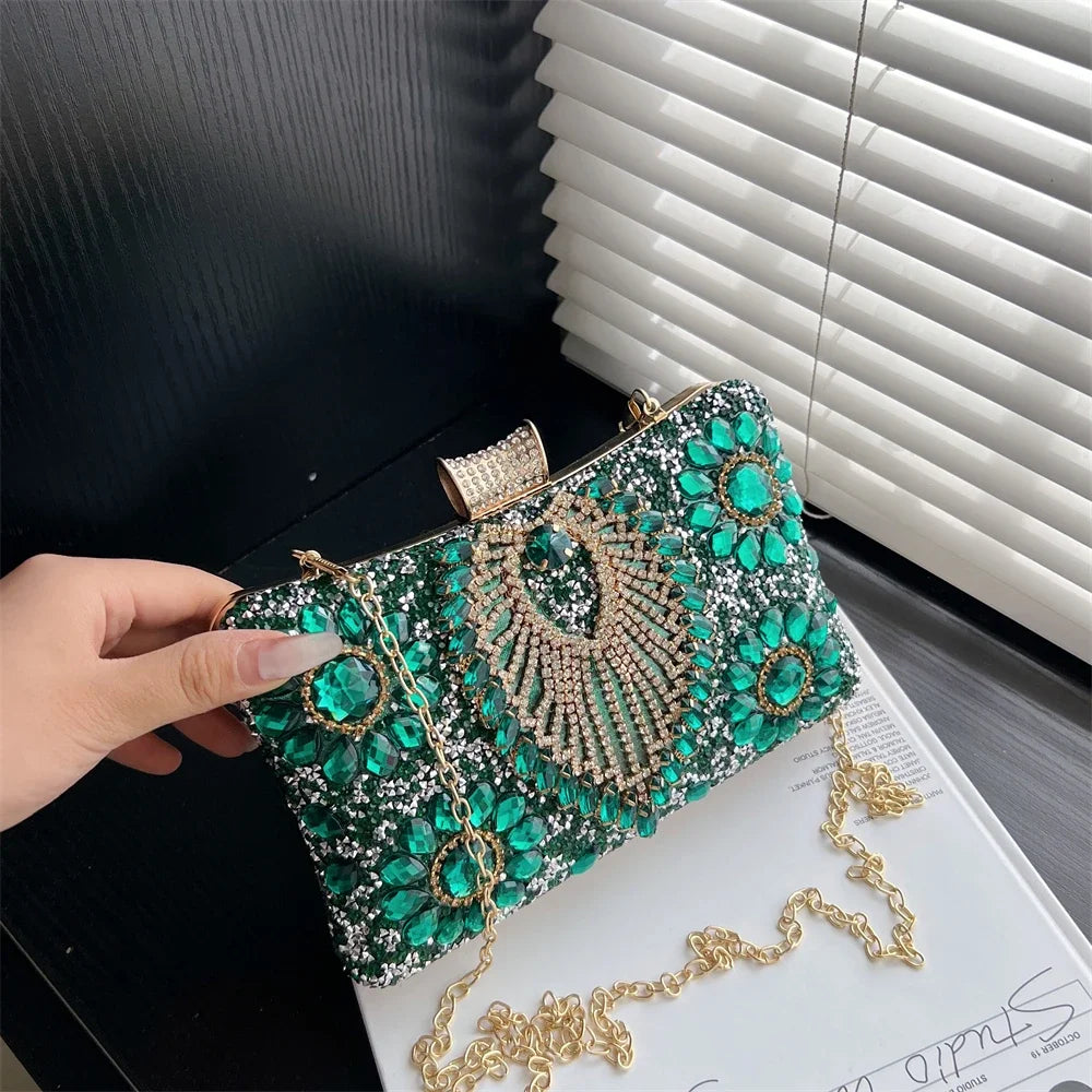 Luxury Sparking Rhinestone Evening Clutch Bags For Women Wedding Prom Dinner Party Gemstone Crossbody Bag 2024 Designer Handbags