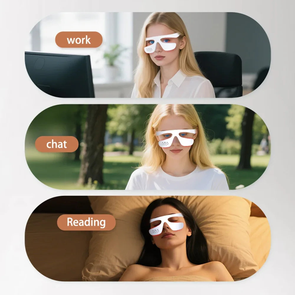 Smart Eye Massager 3D Red Light Eye Fatigue Dark Circles Relaxing Under-Eye Glasses Massage Beauty Machine