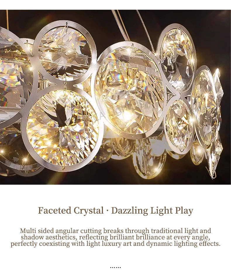Modern Crystal Chandelier Luxury Villa Living Room Bedroom Dining Room Kitchen Modern LED Ceiling Hanging Lamp