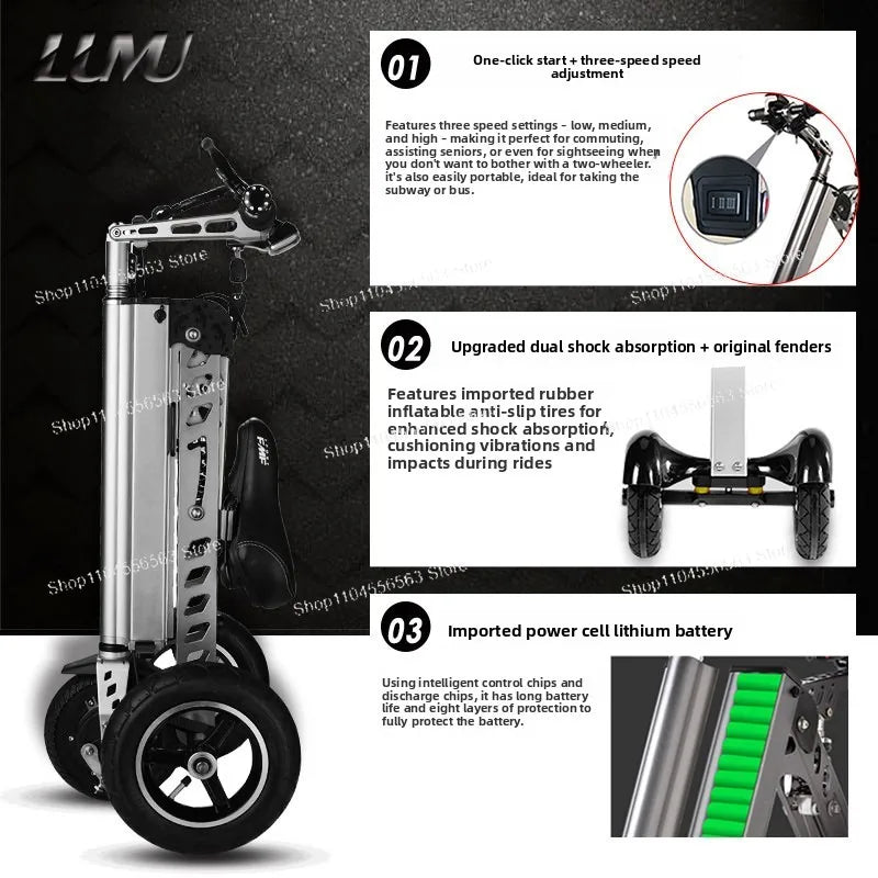 Ultra Light Foldable Electric Bike for Adults with Lithium Battery Portable E Bike for Men Women