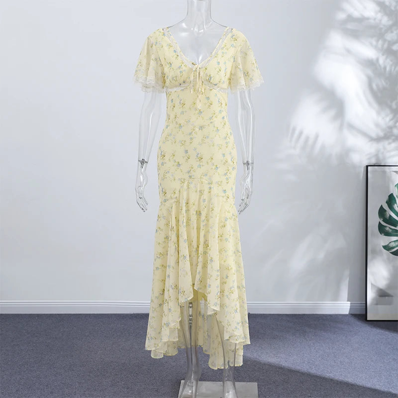 Printed Women's Dress Half Sleeve Round Neck Long Dress Tassel Hem Dress Daily Fashion Outfit Suitable for Date Party 2026