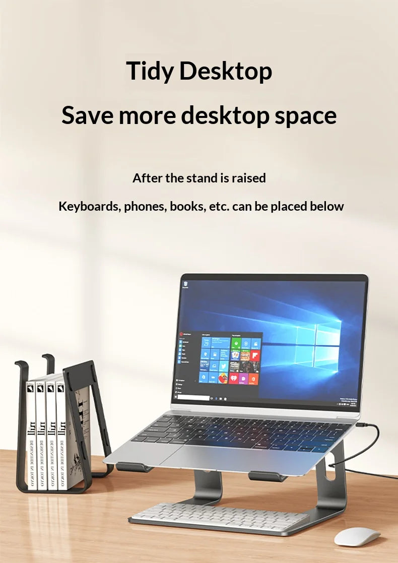 Ergonomic Aluminum Laptop Stand with Cooling & Non-Slip Design, Adjustable Portable Notebook Riser for 10-17 Inch MacBook Dell