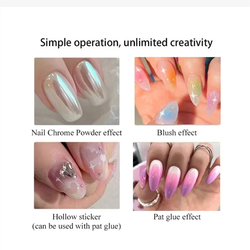Nail Art Silicone Brush Reusable Mirror Powder Pigment Applying Manicure Tool Gradient Effect Nail Arts Silicone Applicator