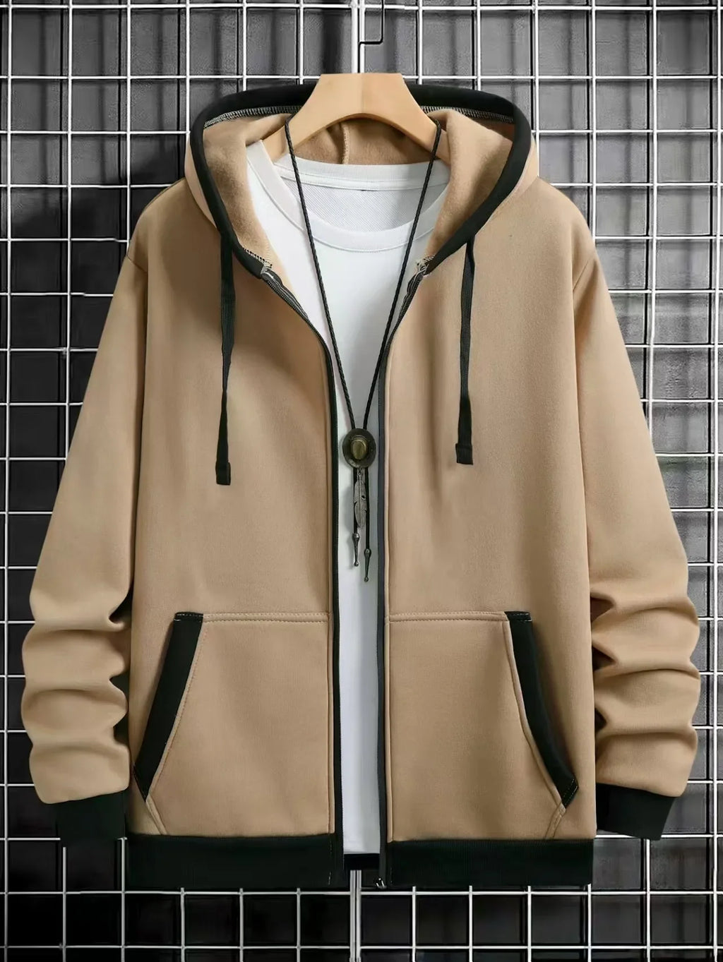 Spring and Autumn Men's Zipper Jacket Warm Windproof Hoodies Thickened Cardigan Sports Long Sleeve Sweatshirts Hooded Coat