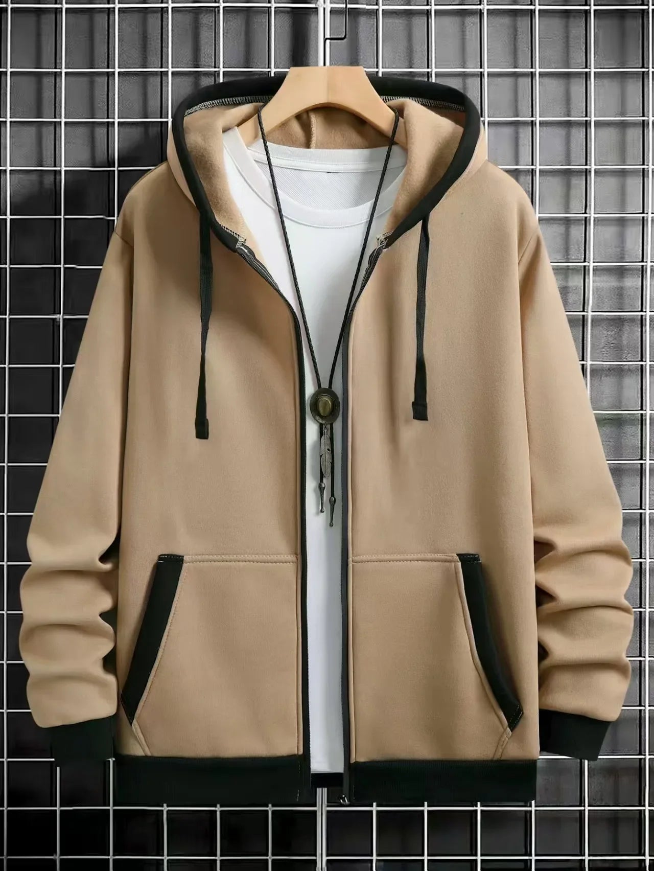 Spring and Autumn Men's Zipper Jacket Warm Windproof Hoodies Thickened Cardigan Sports Long Sleeve Sweatshirts Hooded Coat