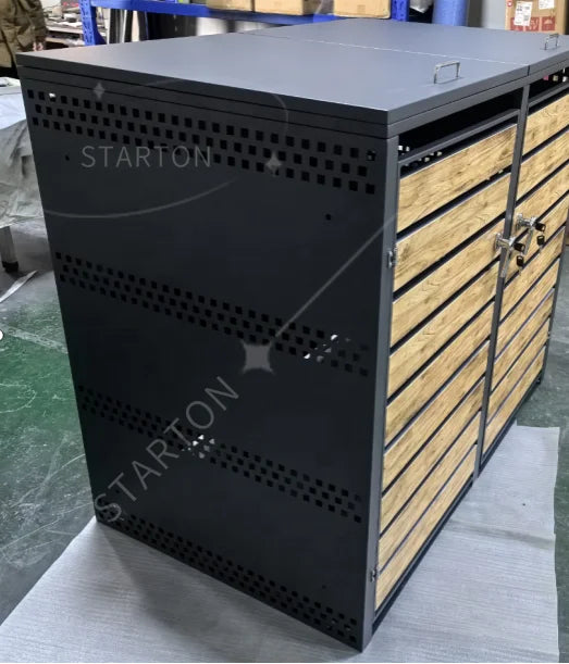 Waste Bin Cover Steel Garden Trash Bin Garbage Can House Garbage Can Cladding Storage Box Wheelie Bin Hideaway