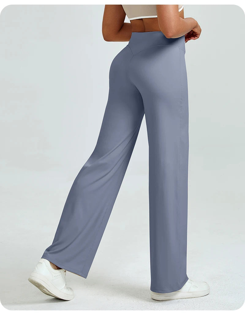 High Waisted Straight Leg Yoga Pants for Women, Naked Feeling Butt Lifting Loose Fit Workout Trousers, Slimming Gym Pants