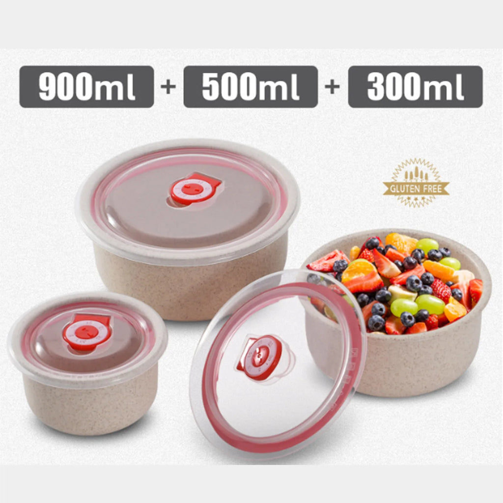 3pcs Lunch Box set Food Storage Containers with Lids Microwave Storage Containers for Storing Fruits Vegetables
