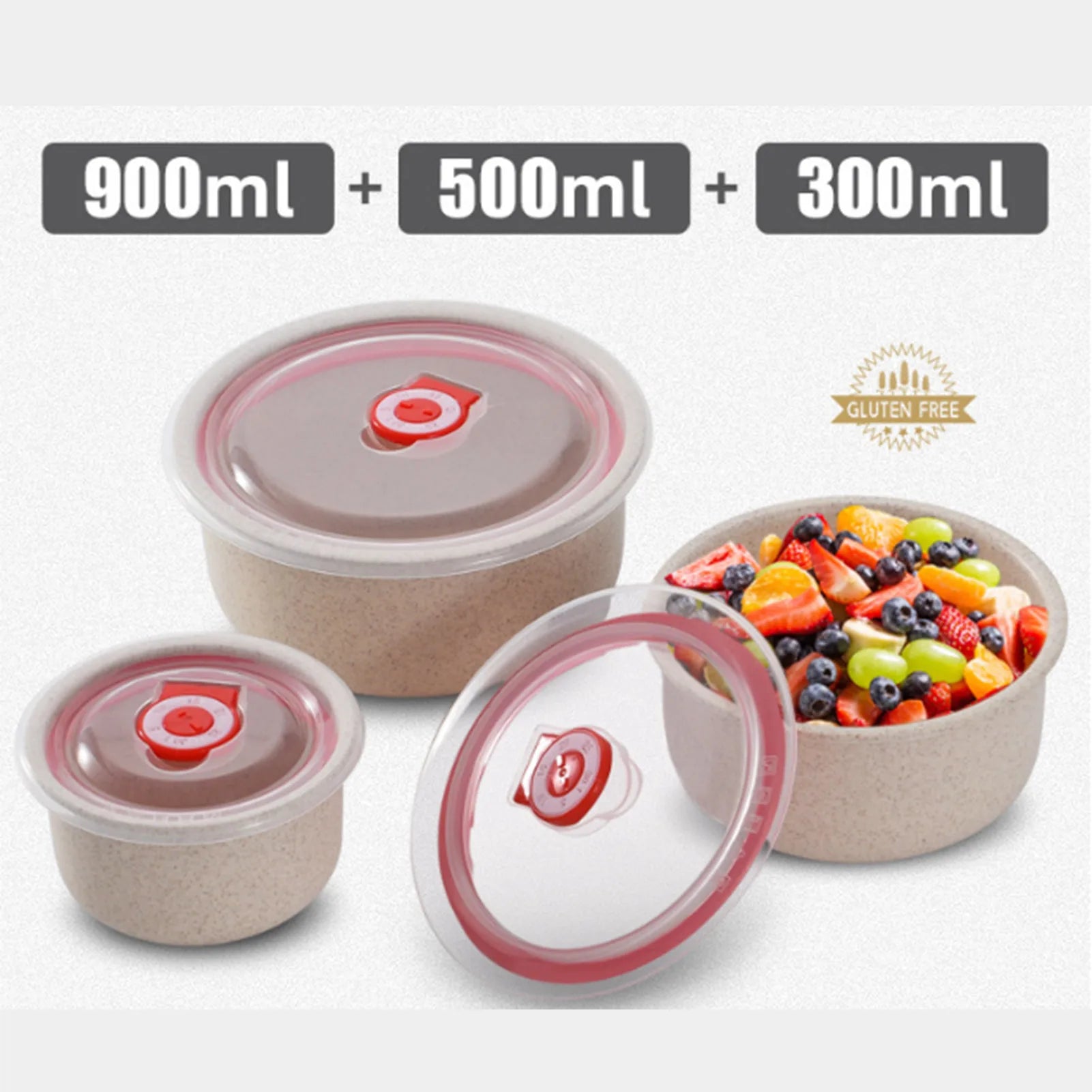 3pcs Lunch Box set Food Storage Containers with Lids Microwave Storage Containers for Storing Fruits Vegetables