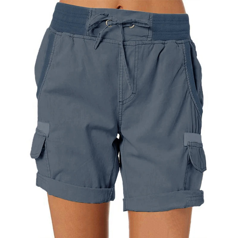 Womens Cargo Pants Shorts Soft Comfortable Casual Cotton Elastic Waist Shorts Summer Bottoms Jeans High Waisted Cargo Pants